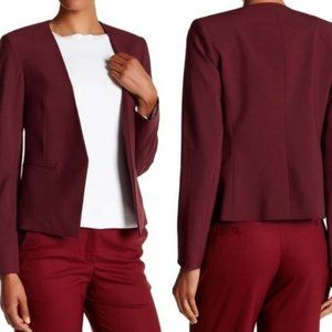 Theory Wool Delaven Edition Cranberry Burgandy Blazer Open Front Classic Medium